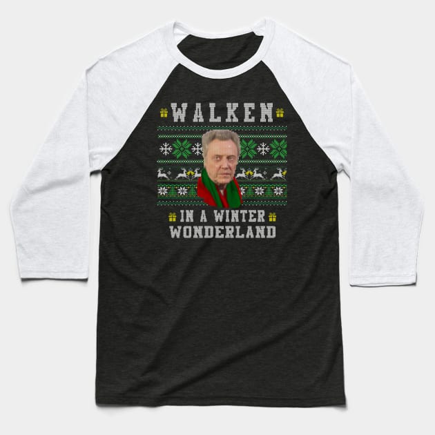 Walken In A Winter Wonderland Baseball T-Shirt by Alema Art